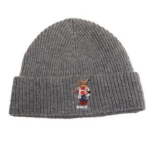 NWT Polo Ralph Lauren Ski Bear Polo Bear Ribbed Dark Gray Beanie Hat Cap